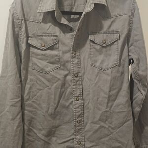 Wrangler Authentics Light Gray Button-Up Shirt